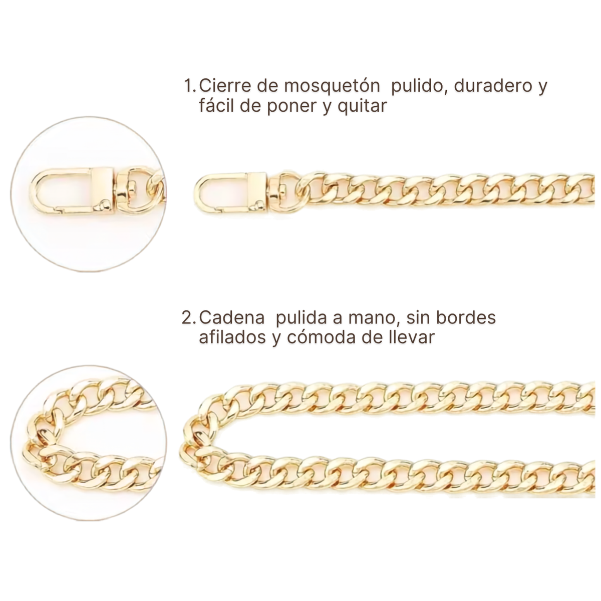 Cadena Dorada para Bolso 60 cm | Correa Metálica Desmontable