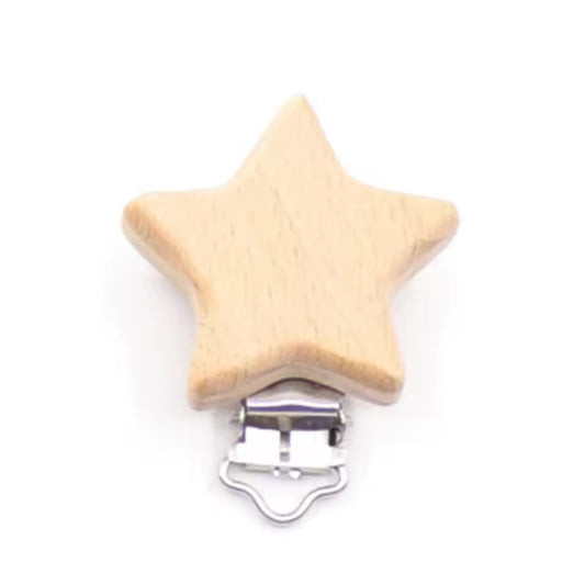 Clip Estrella de Madera para Porta Chupete