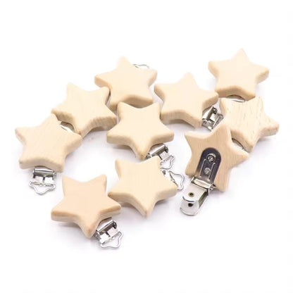 Clip Estrella de Madera para Porta Chupete