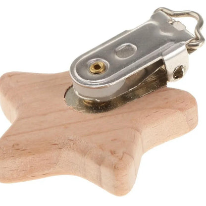 Clip Estrella de Madera para Porta Chupete