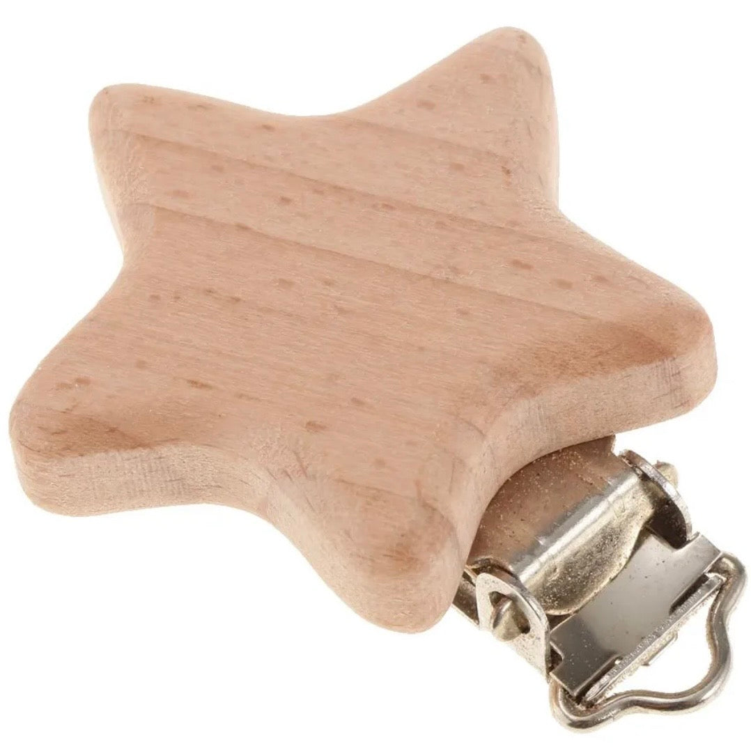 Clip Estrella de Madera para Porta Chupete