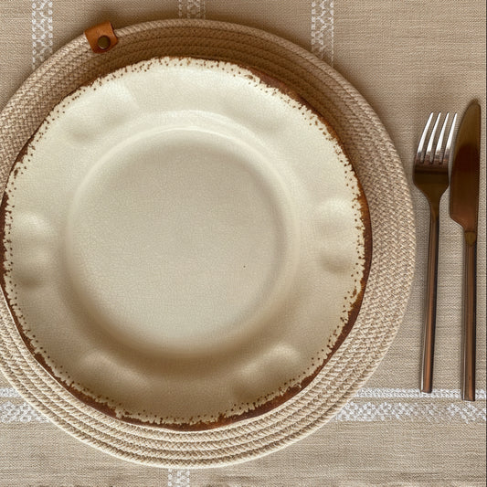 Individual redondo en Algodón Natural | 6 unidades