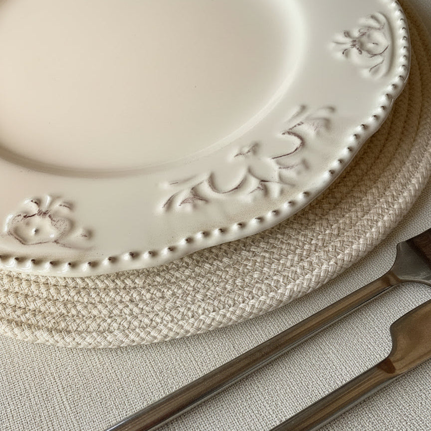 Individual redondo en Algodón Natural | 6 unidades