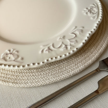 Individual redondo en Algodón Natural | 6 unidades