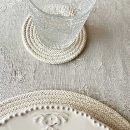 Set de 6 posavasos de Algodón Natural (12 cm)