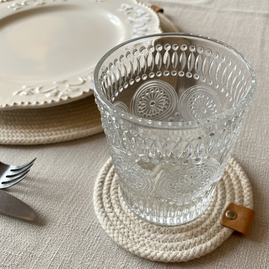 Set de 6 posavasos de Algodón Natural (12 cm)