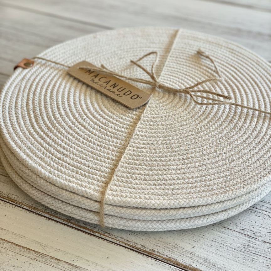 Individual redondo en Algodón Natural | 6 unidades